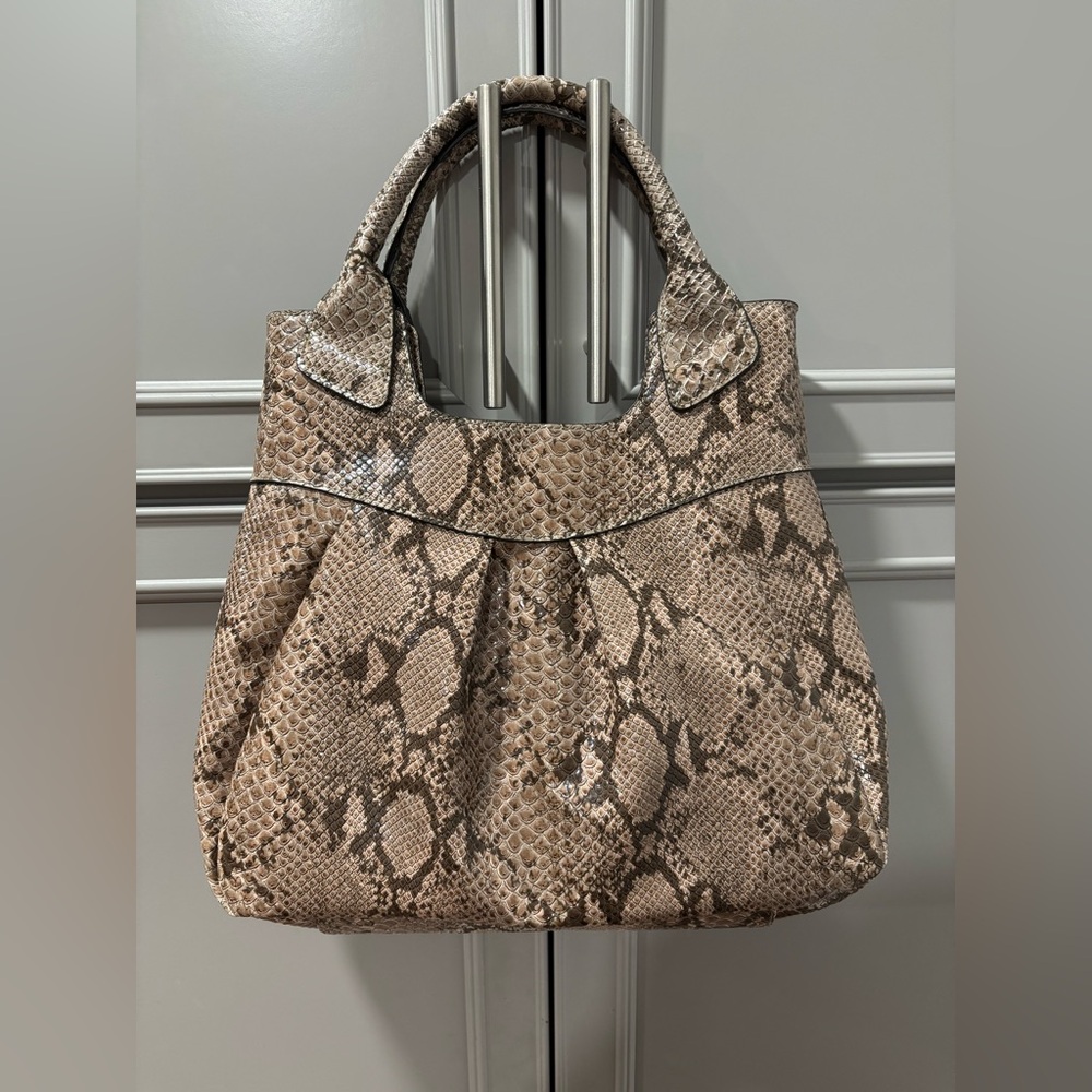 Marc Bouwer Python Print Tote Bag Convertible Cro… - image 5